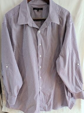 Men’s Maroon Pinstripe Button-Up Shirt